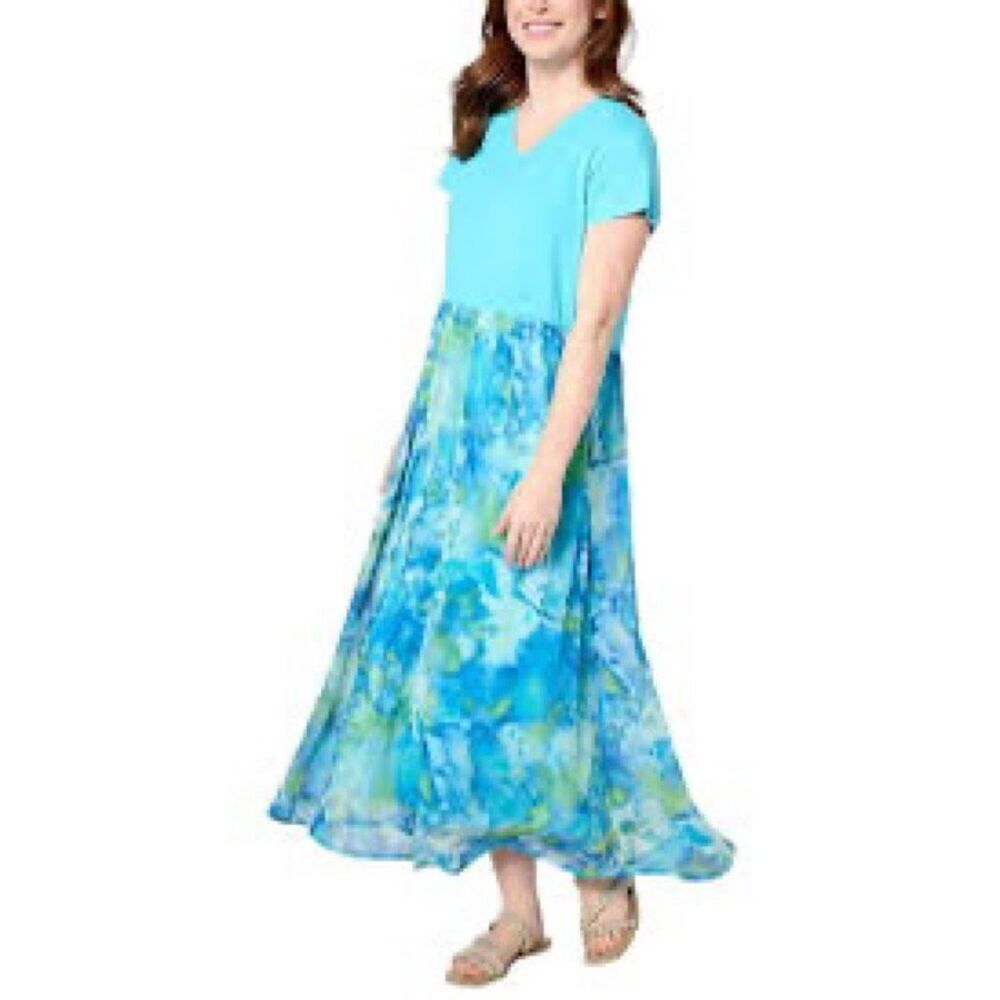 LOGO size M Lori Goldstein oversized watercolor maxi dress.